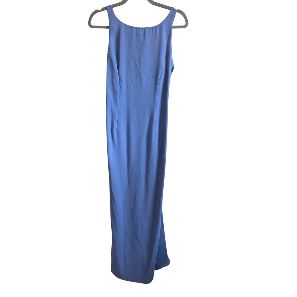 Rhapsody Ltd Vintage Periwinkle Blue Low‎ V Back Maxi Column Dress Made in USA